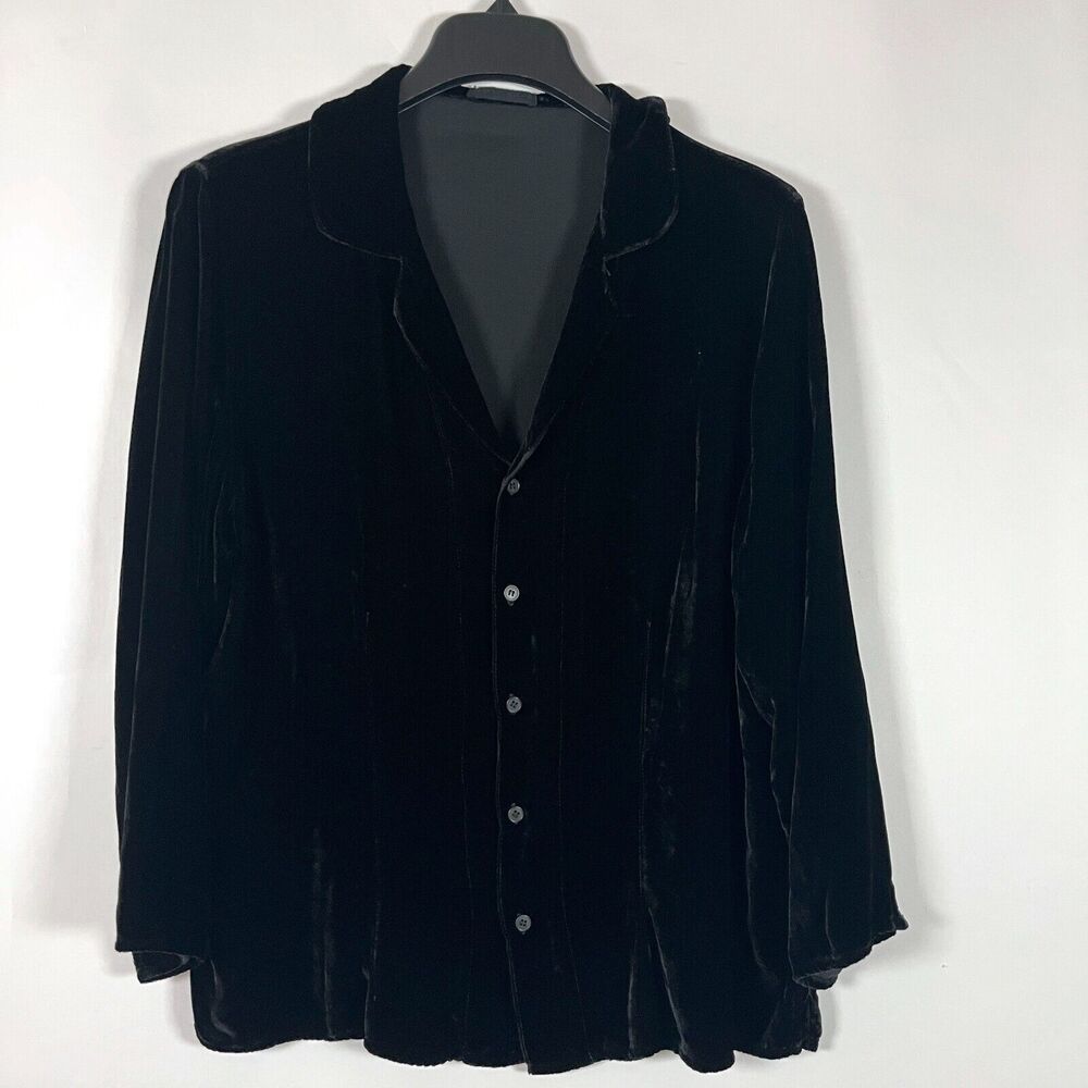 CP‎ Shades Womens Silk Blend Velvet Shirt Large Blouse Top Western Boho Classic
